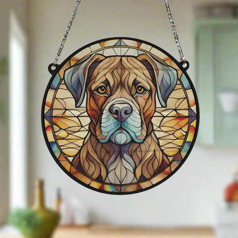 Boxer Brindle Stained Glass Effect Suncatcher
